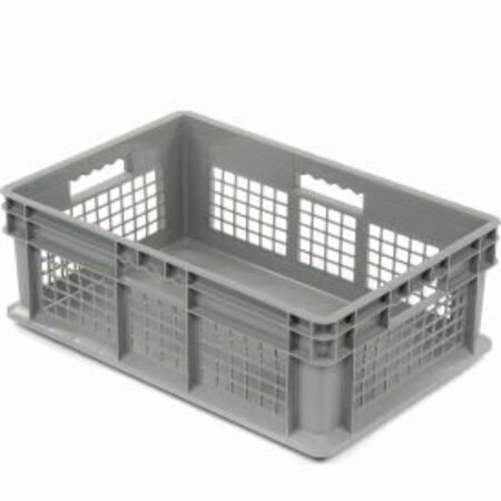 AKRO-MILS GEC&#153; Mesh Straight Wall Container, Solid Base, 23-3/4"Lx15-3/4"Wx8-1/4"H, Gray 37678GREYGBL